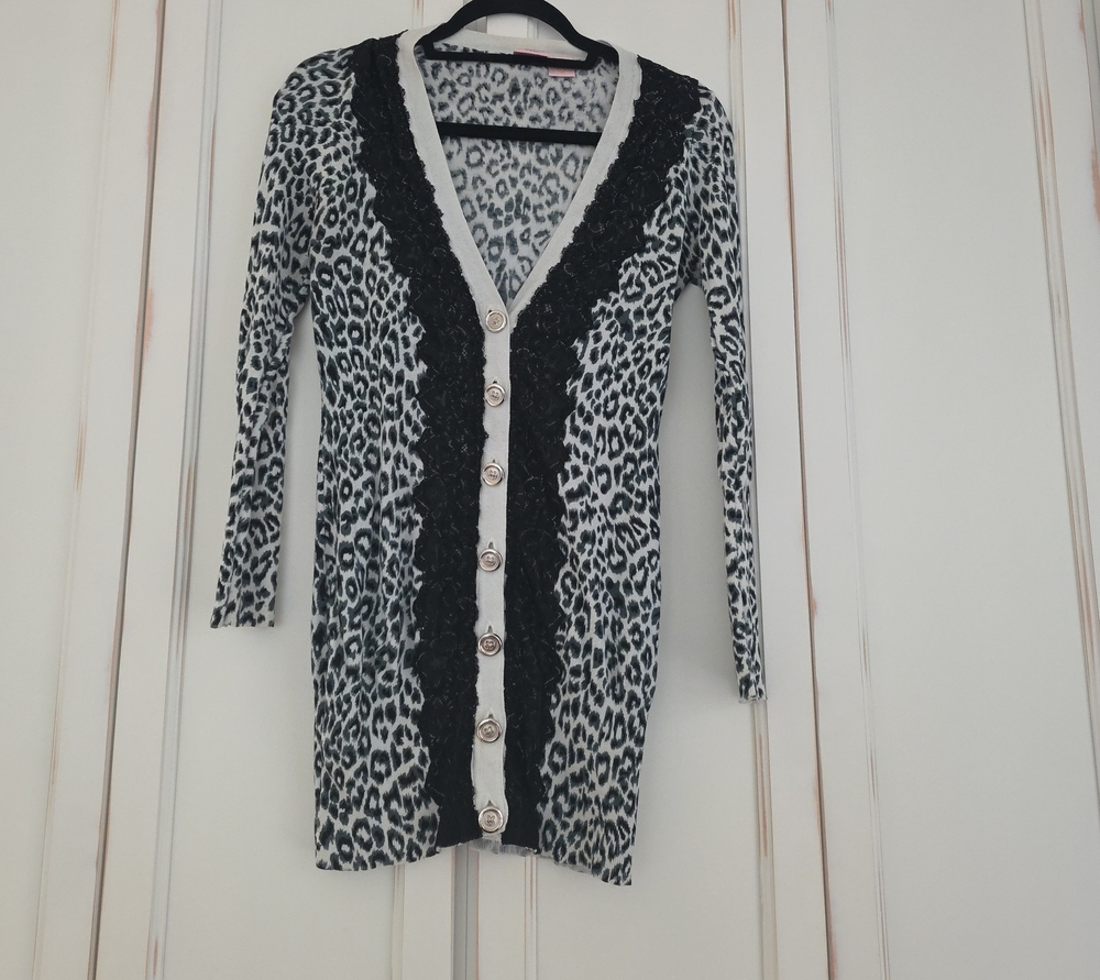 Parfait Cotton Cardigan with Black Lace Trim